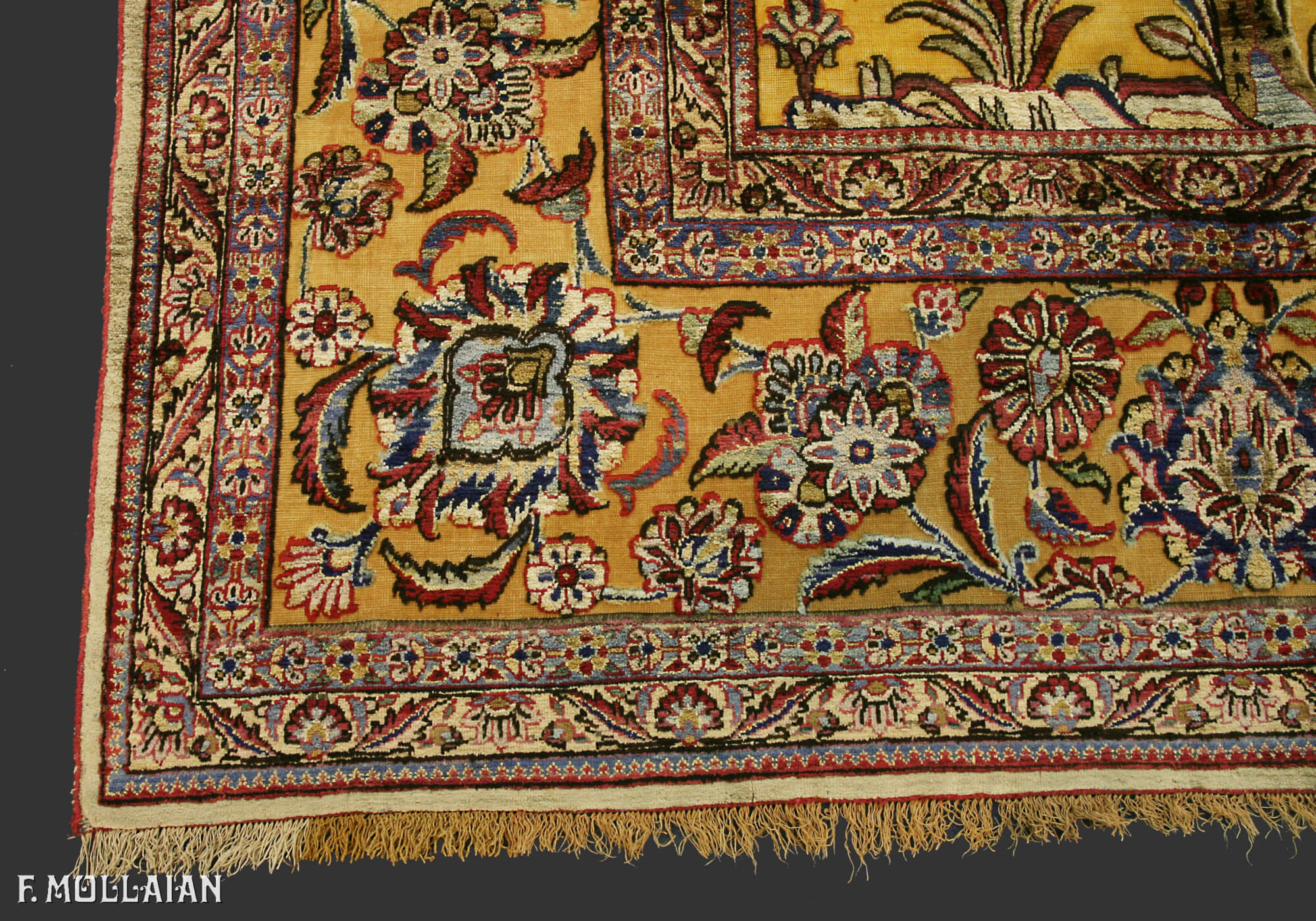 Kashan Rug Souf Prayer Goldish Color Field  n°:88844210
